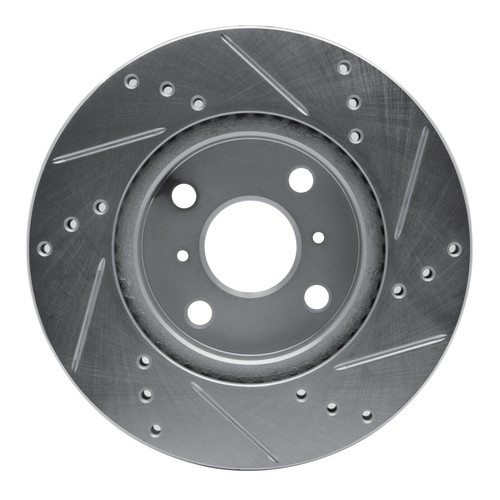 R1 12-15 ScIon IQ Front Left Drilled & Slotted Silver Brake Rotor