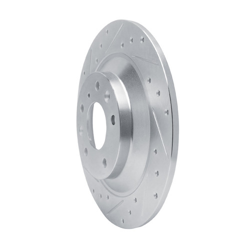 R1 13-25 Mazda CX-30 Rear Left Drilled & Slotted Silver Brake Rotor