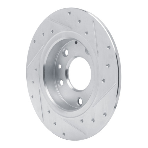 R1 14-25 Mazda 3 Rear Left Drilled & Slotted Silver Brake Rotor