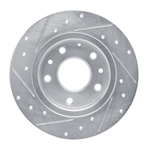 R1 14-25 Mazda 3 Rear Right Drilled & Slotted Silver Brake Rotor