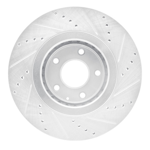 R1 16-25 Mazda CX-5 Front Left Drilled & Slotted Silver Brake Rotor