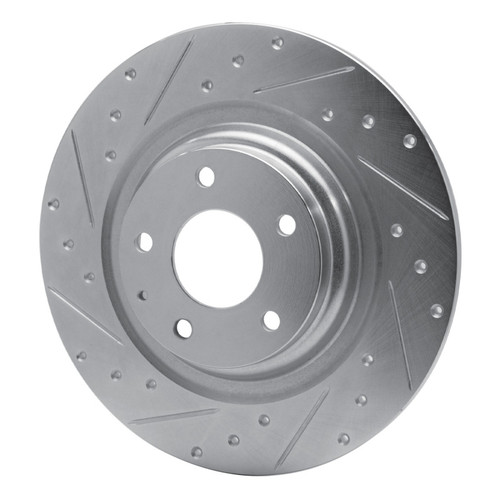 R1 16-23 Mazda CX-9 Rear Left Drilled & Slotted Silver Brake Rotor