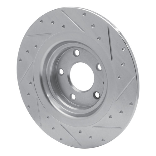 R1 16-23 Mazda CX-9 Rear Left Drilled & Slotted Silver Brake Rotor