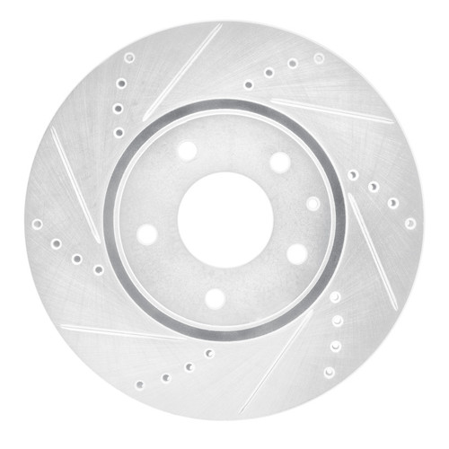 R1 16-25 Mazda CX-5 Front Left Drilled & Slotted Silver Brake Rotor EDZ-80076L