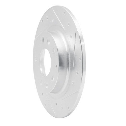 R1 16-18 Mazda CX-3 Rear Right Drilled & Slotted Silver Brake Rotor