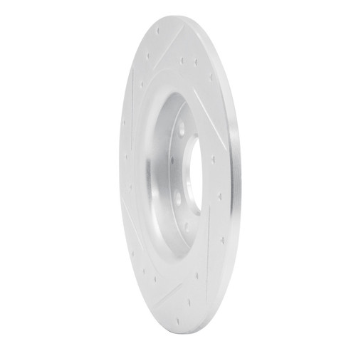 R1 16-18 Mazda CX-3 Rear Right Drilled & Slotted Silver Brake Rotor