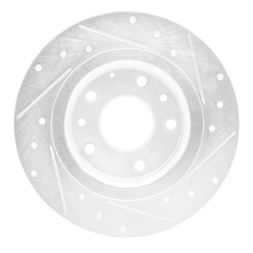 R1 16-18 Mazda CX-3 Rear Left Drilled & Slotted Silver Brake Rotor