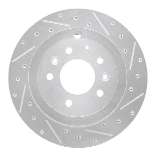 R1 07-12 Ford Edge Rear Right Drilled & Slotted Silver Brake Rotor