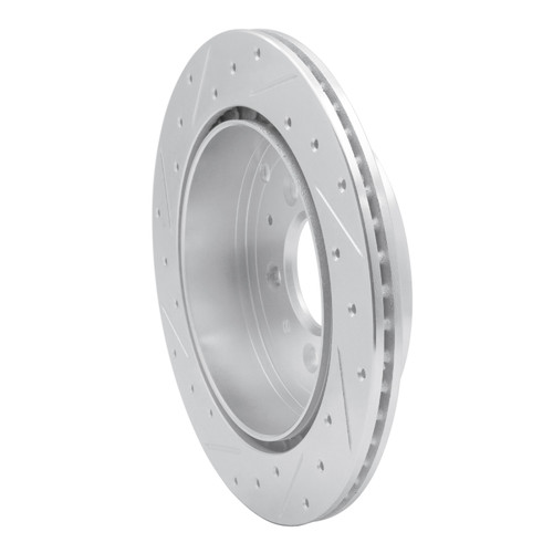 R1 07-12 Ford Edge Rear Right Drilled & Slotted Silver Brake Rotor