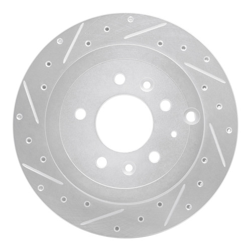 R1 07-12 Ford Edge Rear Left Drilled & Slotted Silver Brake Rotor