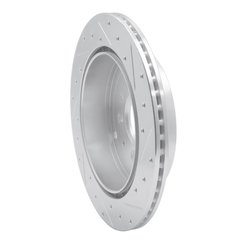 R1 07-12 Ford Edge Rear Left Drilled & Slotted Silver Brake Rotor