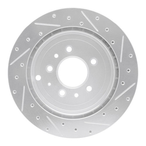 R1 07-12 Ford Edge Rear Left Drilled & Slotted Silver Brake Rotor