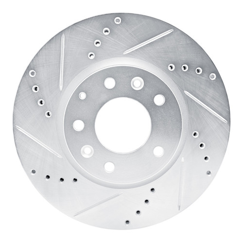 R1 07-12 Mazda CX-7 Front Left Drilled & Slotted Silver Brake Rotor