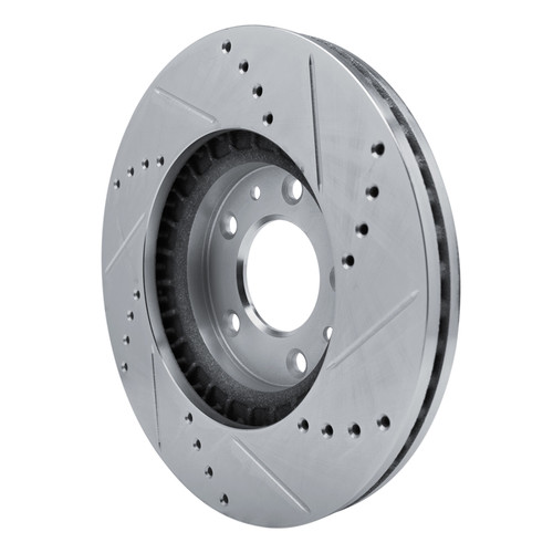 R1 07-12 Mazda CX-7 Front Left Drilled & Slotted Silver Brake Rotor