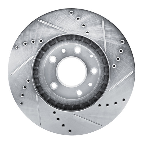 R1 07-12 Mazda CX-7 Front Left Drilled & Slotted Silver Brake Rotor