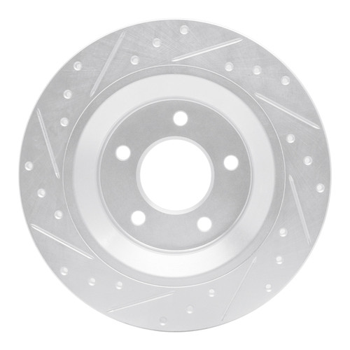 R1 06-15 Mazda 5 Rear Right Drilled & Slotted Silver Brake Rotor