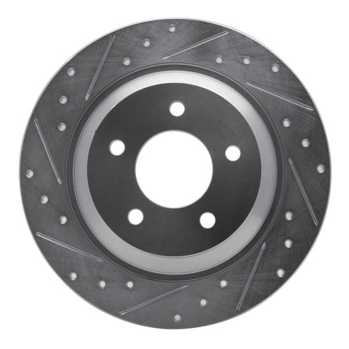 R1 06-15 Mazda 5 Rear Left Drilled & Slotted Silver Brake Rotor