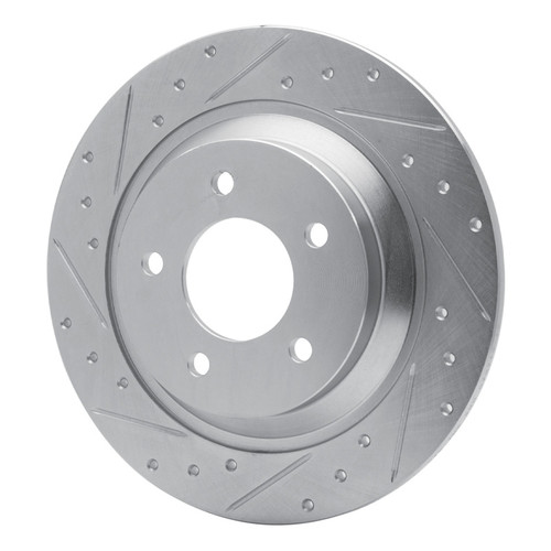 R1 06-15 Mazda 5 Rear Left Drilled & Slotted Silver Brake Rotor