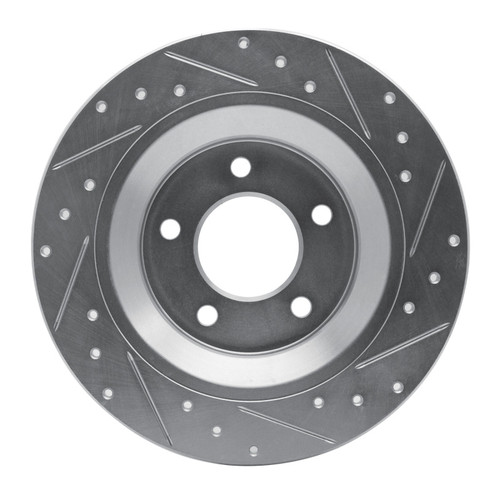 R1 06-15 Mazda 5 Rear Left Drilled & Slotted Silver Brake Rotor