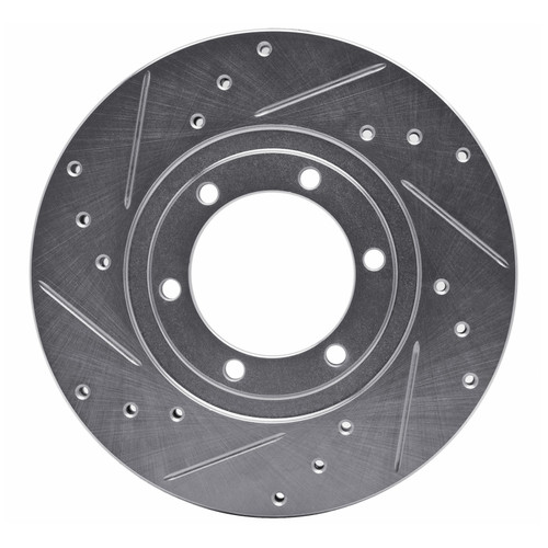 R1 86-93 Mazda B2200 Front Left Drilled & Slotted Silver Brake Rotor