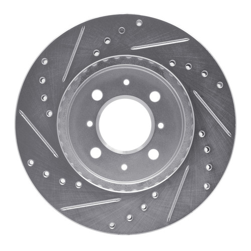 R1 82-84 Mazda B2000 Front Right Drilled & Slotted Silver Brake Rotor