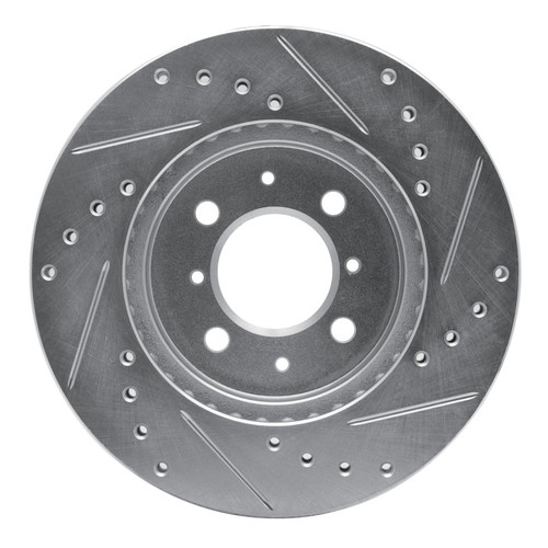R1 82-84 Mazda B2000 Front Left Drilled & Slotted Silver Brake Rotor