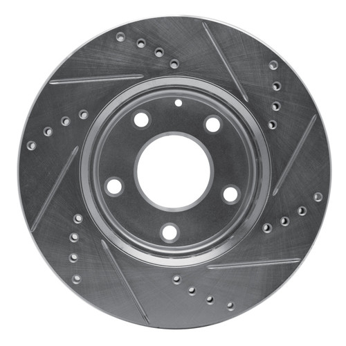 R1 14-24 Mazda CX-3 Front Left Drilled & Slotted Silver Brake Rotor