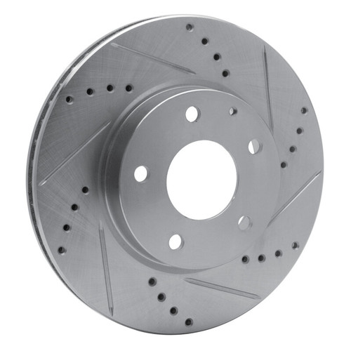 R1 14-24 Mazda 3 Front Right Drilled & Slotted Silver Brake Rotor