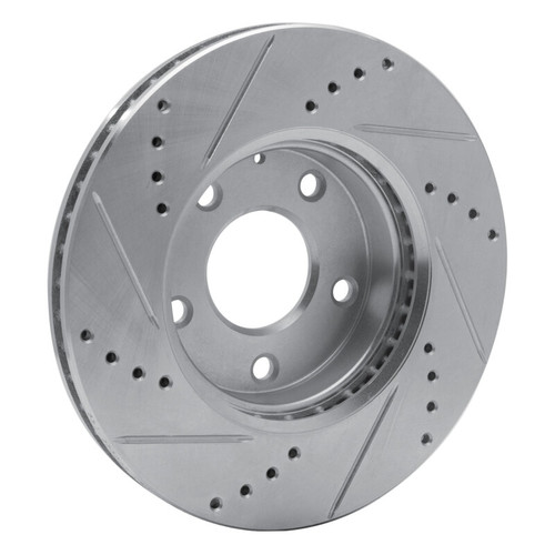 R1 14-24 Mazda 3 Front Right Drilled & Slotted Silver Brake Rotor