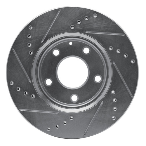 R1 14-24 Mazda 3 Front Right Drilled & Slotted Silver Brake Rotor