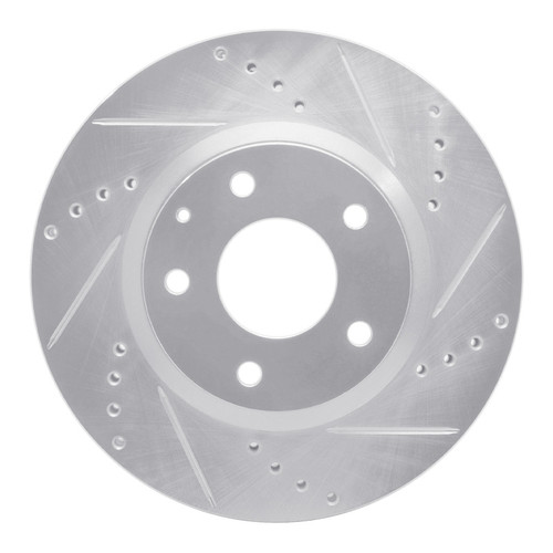 R1 14-24 Mazda 3 Front Right Drilled & Slotted Silver Brake Rotor EDZ-80052R