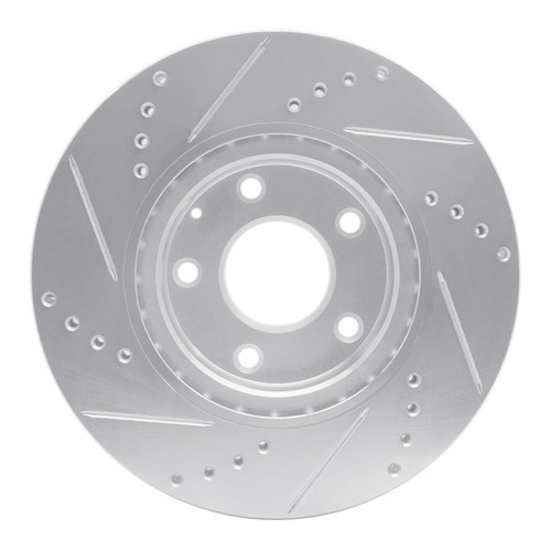 R1 14-24 Mazda 3 Front Right Drilled & Slotted Silver Brake Rotor EDZ-80052R