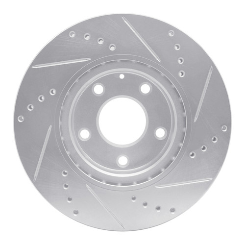 R1 14-24 Mazda 3 Front Left Drilled & Slotted Silver Brake Rotor