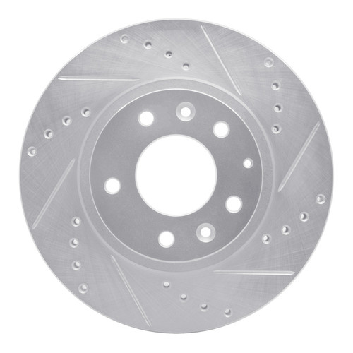 R1 06-15 Mazda MX-5 Miata Front Right Drilled & Slotted Silver Brake Rotor