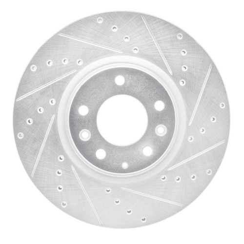 R1 06-07 Mazda 6 Front Right Drilled & Slotted Silver Brake Rotor