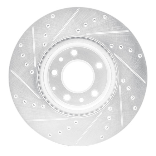 R1 06-07 Mazda 6 Front Right Drilled & Slotted Silver Brake Rotor