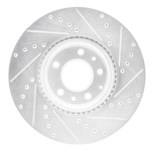 R1 06-07 Mazda 6 Front Left Drilled & Slotted Silver Brake Rotor