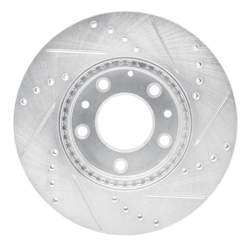 R1 03-05 Mazda 6 Front Left Drilled & Slotted Silver Brake Rotor