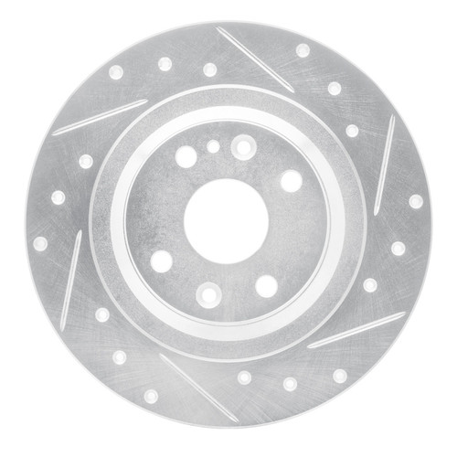 R1 01-05 Mazda Miata Rear Right Drilled & Slotted Silver Brake Rotor