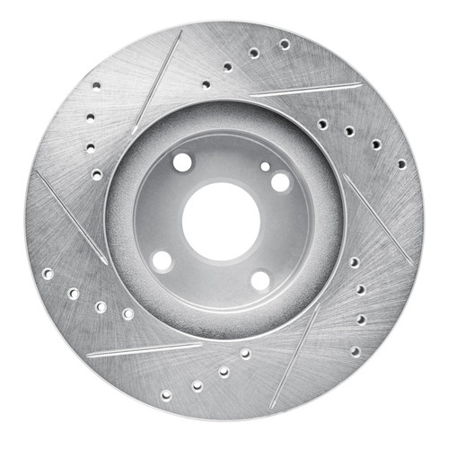 R1 01-05 Mazda Miata Front Right Drilled & Slotted Silver Brake Rotor