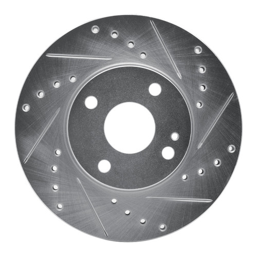 R1 94-02 Mazda Miata Front Right Drilled & Slotted Silver Brake Rotor