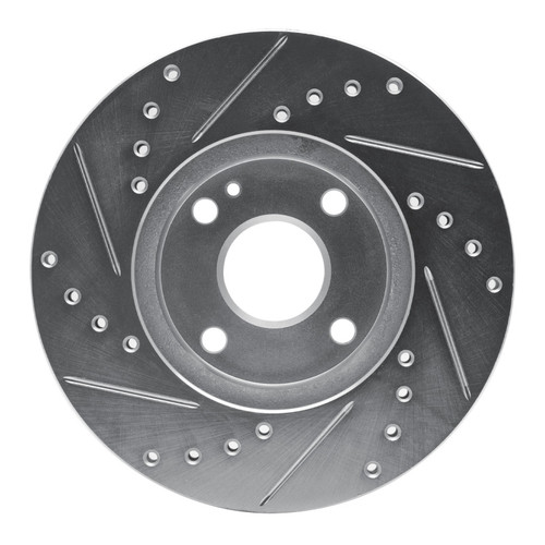 R1 94-02 Mazda Miata Front Right Drilled & Slotted Silver Brake Rotor