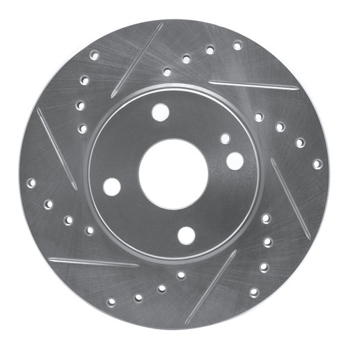 R1 94-02 Mazda Miata Front Left Drilled & Slotted Silver Brake Rotor