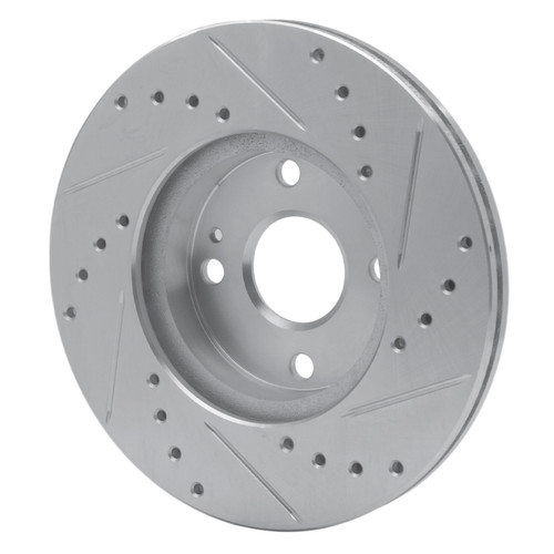 R1 94-02 Mazda Miata Front Left Drilled & Slotted Silver Brake Rotor