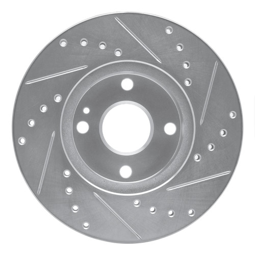 R1 94-02 Mazda Miata Front Left Drilled & Slotted Silver Brake Rotor