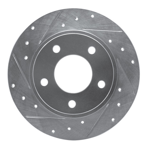 R1 93-03 Ford Probe Rear Left Drilled & Slotted Silver Brake Rotor