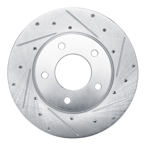 R1 92-03 Mazda 626 Front Right Drilled & Slotted Silver Brake Rotor
