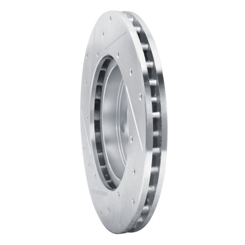 R1 92-03 Mazda 626 Front Right Drilled & Slotted Silver Brake Rotor