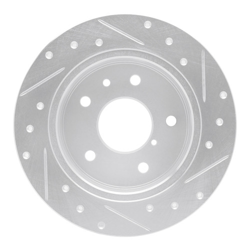 R1 89-91 Mazda RX-7 Rear Left Drilled & Slotted Silver Brake Rotor
