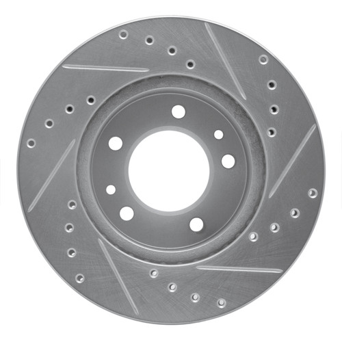 R1 86-91 Mazda RX-7 Front Left Drilled & Slotted Silver Brake Rotor